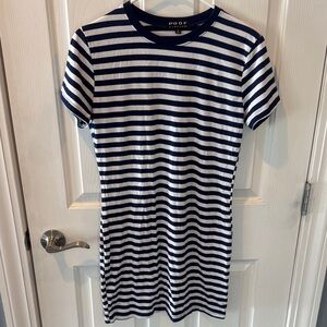 Poof! Navy and White Striped Dress